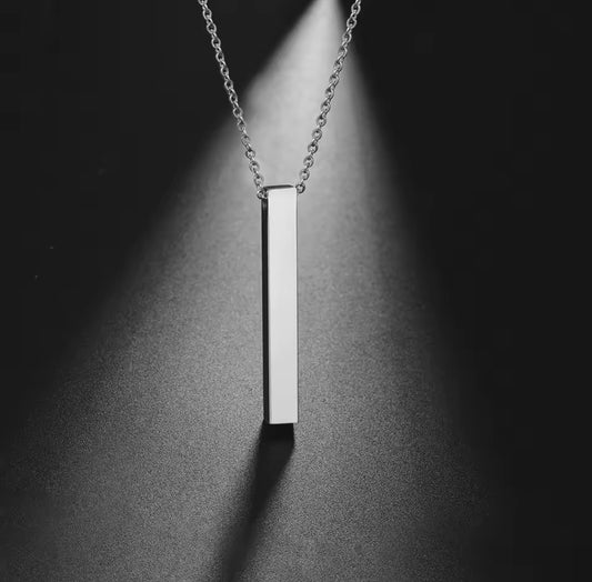 Sterling Steel Bar Pendant